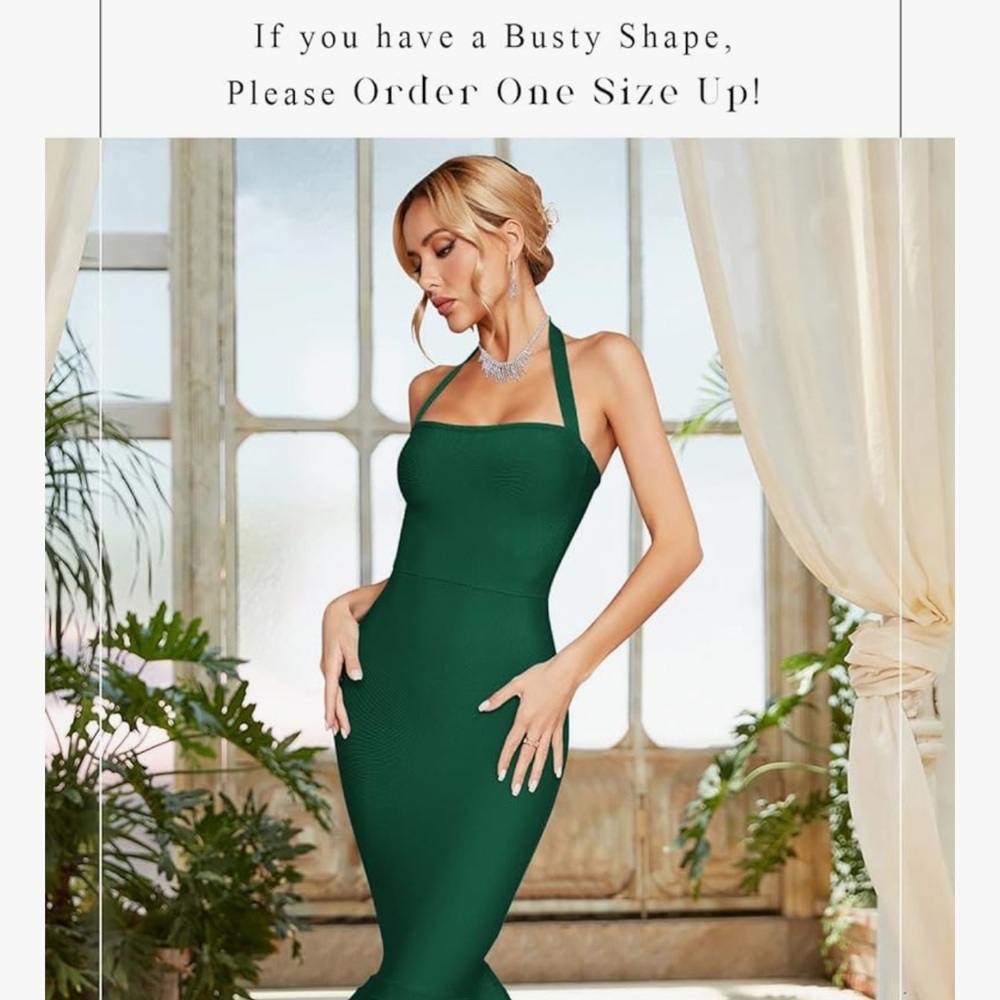 Women's V Neck Halter Fishtail Bandage Bodycon Dress Party